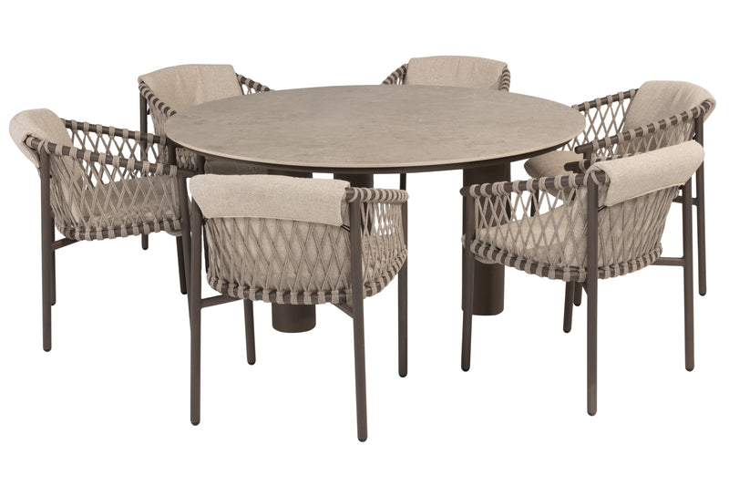 4 Seasons Outdoor 7-delige diningset Arizona table ⌀ + Allora dining terre