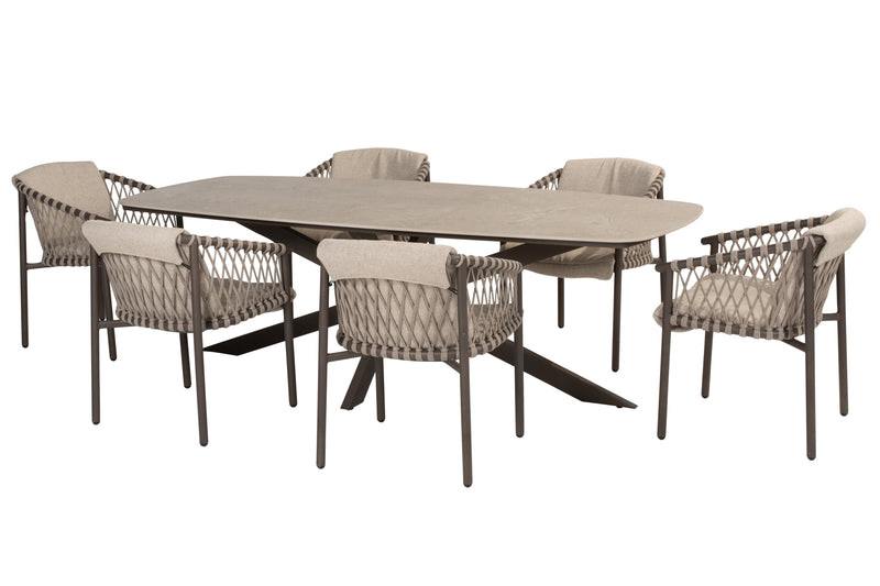 4 Seasons Outdoor 7-delige diningset Prado tafel 240 cm ceramic + Allora dining terre