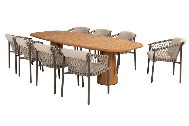 4 Seasons Outdoor 9-delige diningset Capri barrel 280 cm + Allora dining terre