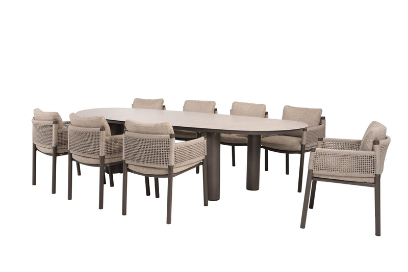 4 Seasons Outdoor 9-delige diningset Denia 290 cm keramiek + Savanne