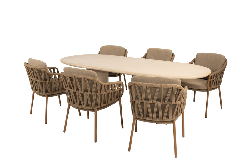 4 Seasons Outdoor 7-delige diningset Hampton 240 cm + Biarritz