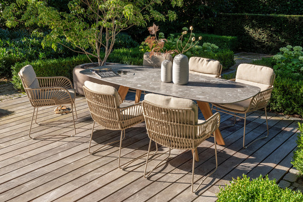 4 Seasons Outdoor 7-delige diningset Murcia Latte + Montana