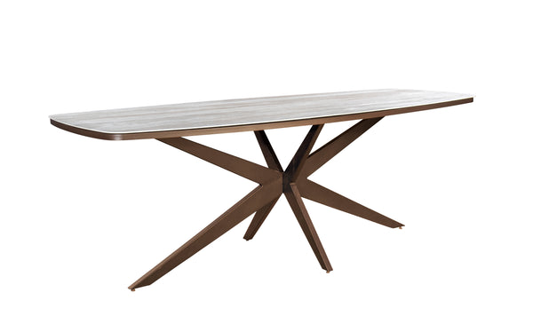 Yoi Calma diningtable 270x110 cm alu bronze/travetin top