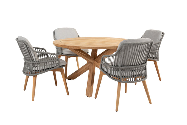 4SO 5-delige diningset Sampre teak Prado teak 130  ø