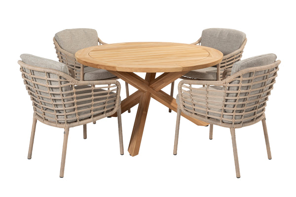 4 Seasons Outdoor 5-delige diningset Como + Prado 130 cm ø