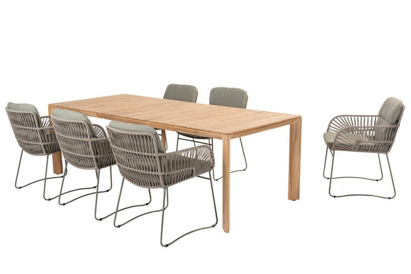 4 Seasons Outdoor 7-delige diningset Murcia Olive + Lucas 240 cm