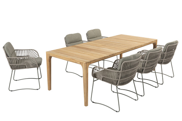 4 Seasons Outdoor 7-delige diningset Murcia olive + Liam 240 cm