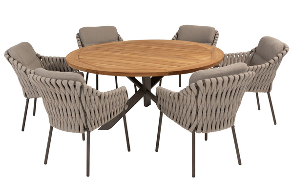 4 Seasons Outdoor 7-delige diningset Prabo table 160 cm terre + Montera dining