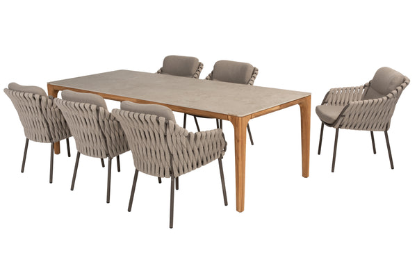 4 Seasons Outdoor 7-delige diningset Liam tafel teak/keramiek + Montera dining