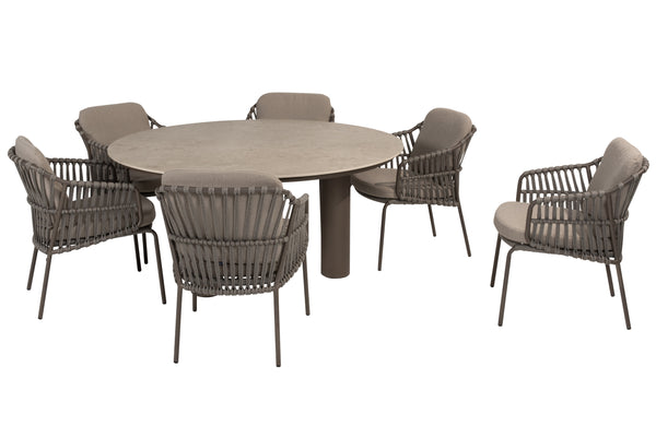 4 Seasons Outdoor 7-delige diningset Arizona table round + Capalbio dining