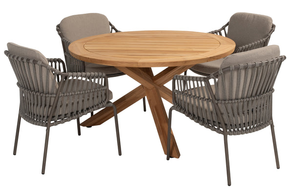 4 Seasons Outdoor 5-delige diningset Prado tafel 130 cm ⌀ + Capalbio dining