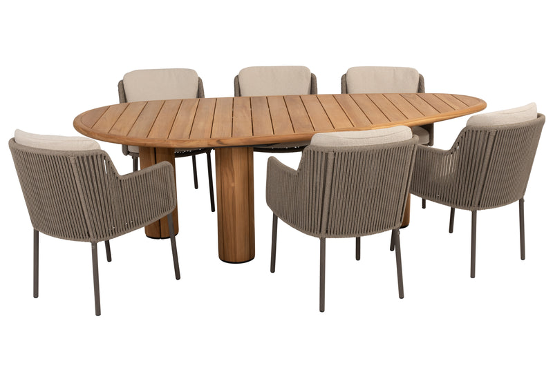 4 Seasons Outdoor 7-delige diningset Corsica tafel 240 cm + Bernini dining