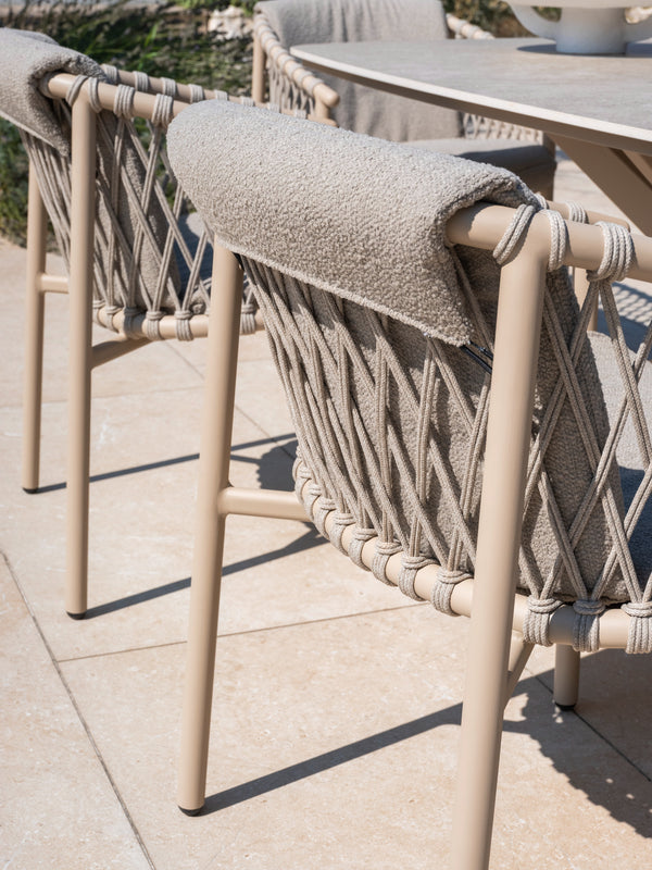4 Seasons Outdoor 7-delige set Donato diningtable 160 cm ⌀ + Allora latte
