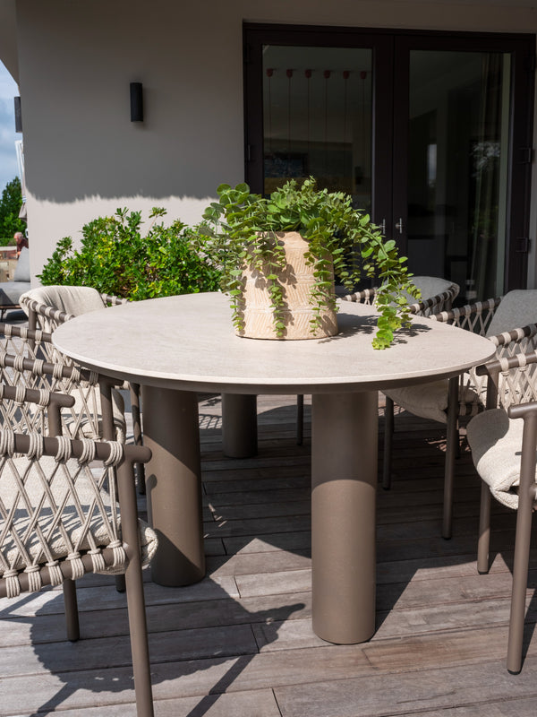4 Seasons Outdoor 7-delige diningset Arizona table ⌀ + Allora dining terre