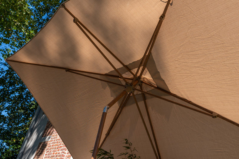 Azzurro middenstok parasol 200x300 cm frame woodlook doek sand