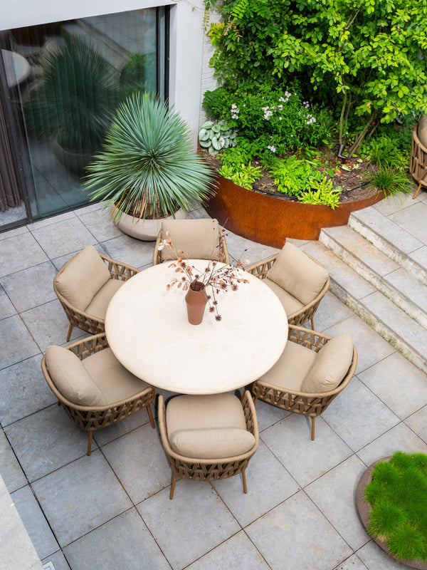 4 Seasons Outdoor 7-delige low diningset Hampton 160 cm + Biarritz