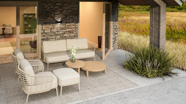 4 Seasons Outdoor Como livingchair + footstool inclusief kussens