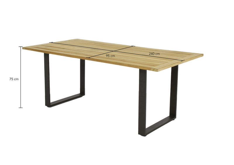 Apple Bee Condor diningtafel 240x95 cm zwart