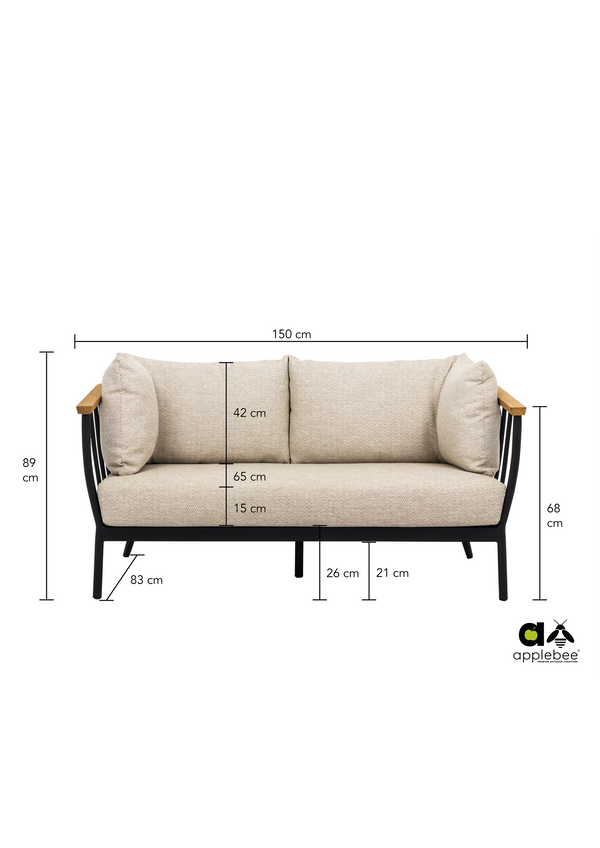 Apple Bee Condor sofa 150 cm zwart