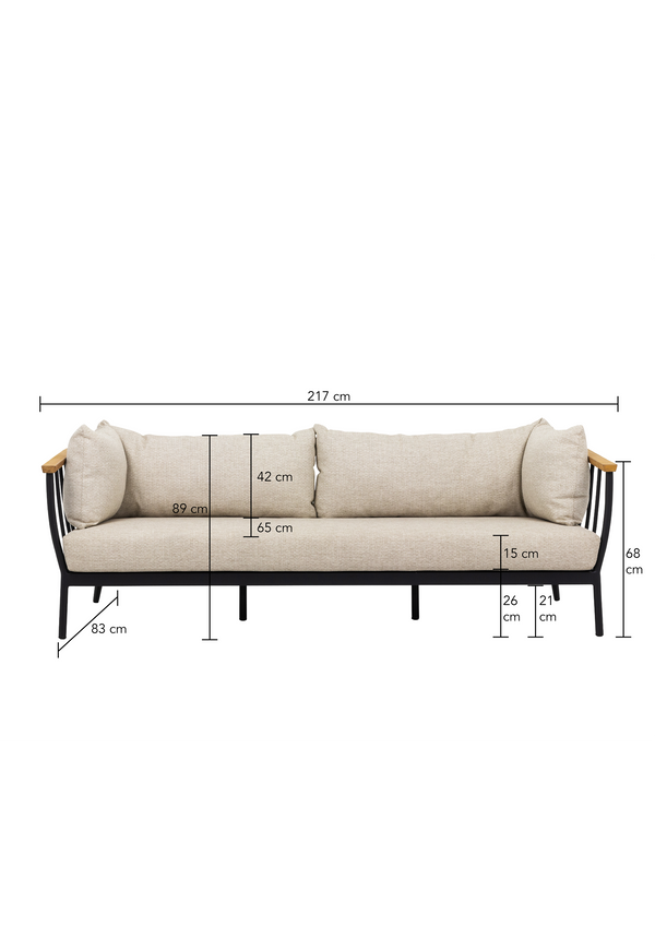 Apple Bee Condor sofa 217 cm zwart