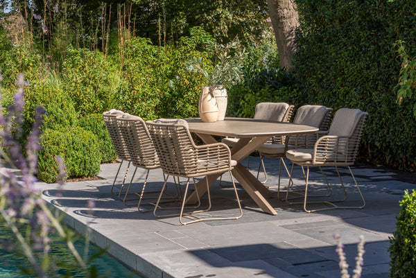 4 Seasons Outdoor 7-delige diningset Prado ceramic + Fabrice dining latte