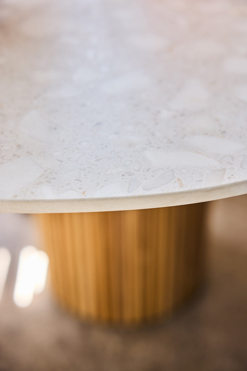 SUNS Omis tafel 320x125 cm neolith terrazzo light taupe