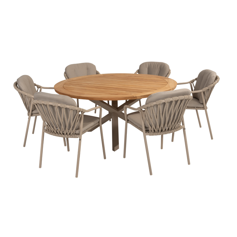 Taste by 4SO 7-delige diningset Manitoba Prado 160 cm latte