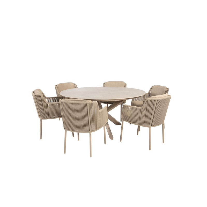 4 Seasons Outdoor 7-delige diningset Prado 160 cm keramiek + Bernini latte