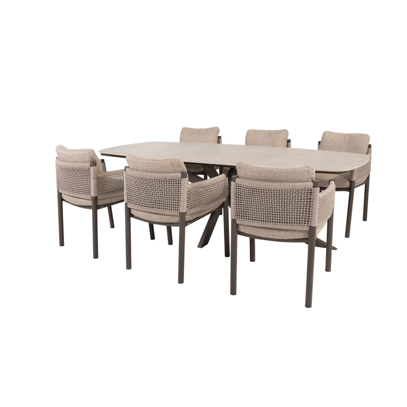 4 Seasons Outdoor 7-delige diningset Prado 240 cm keramiek + Savanne