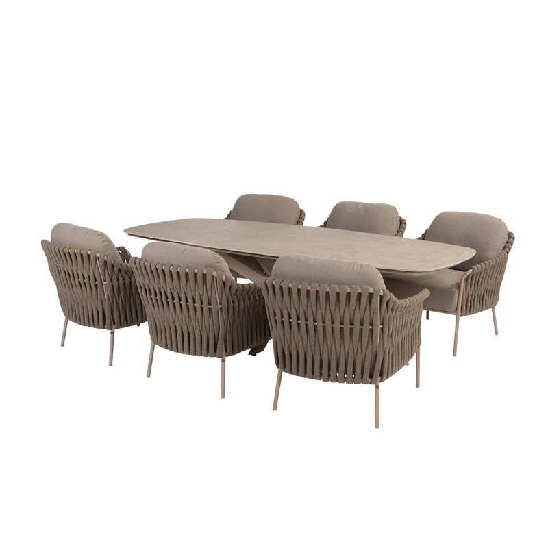 4SO 7-delige set Nevada low diningtable 250 cm + Comino low diningchair