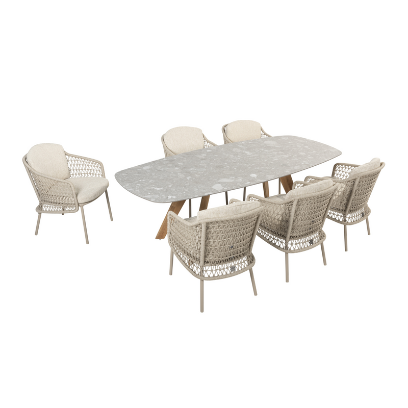 4 Seasons Outdoor 7-delige diningset Puccini + Montana teak / keramiek terrazzo