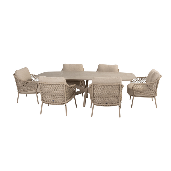 4SO 7-delige set Nevada low diningtable 250 cm + Sardinia low diningchair