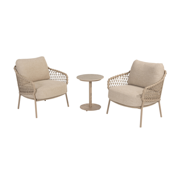 4SO 3-delige set Sardinia low diningchairs + Boaz bijzettafel 45 cm