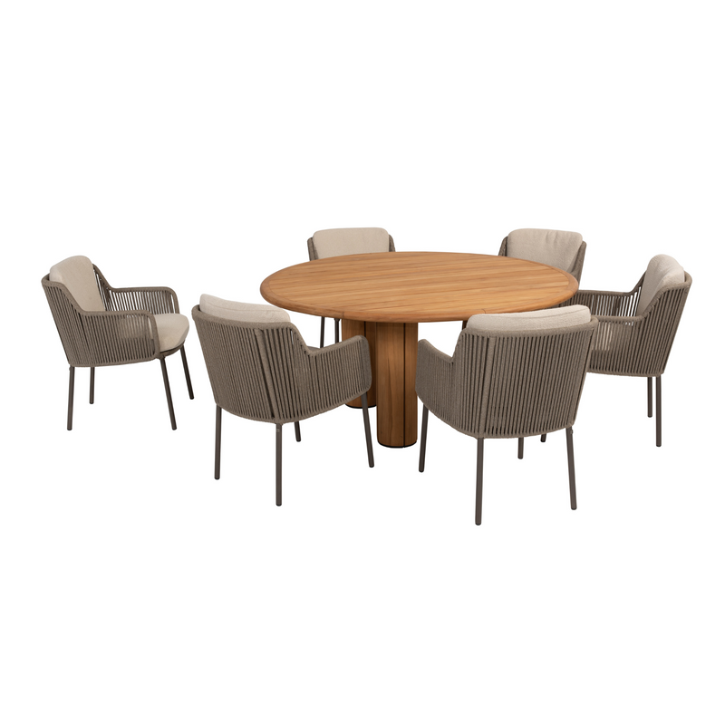 4 Seasons Outdoor 7-delige diningset Corsica tafel 160 ⌀ + Bernini dining terre