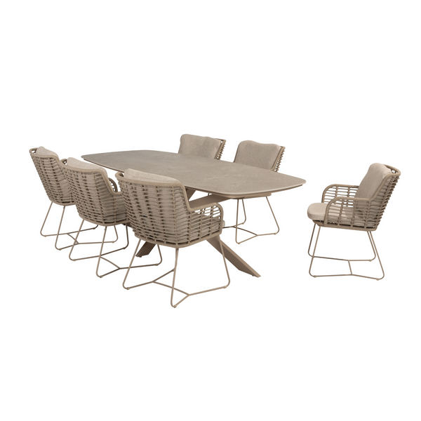 4 Seasons Outdoor 7-delige diningset Prado ceramic + Fabrice dining latte