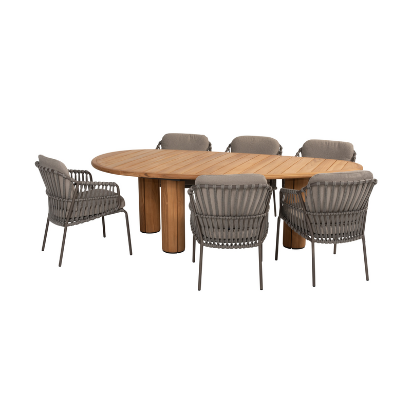 4 Seasons Outdoor 7-delige diningset Corsica table pebble + Capalbio dining