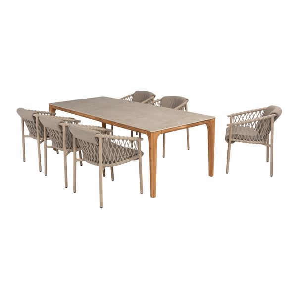 4 Seasons Outdoor 7-delige diningset Liam ceramic + Allora dining latte