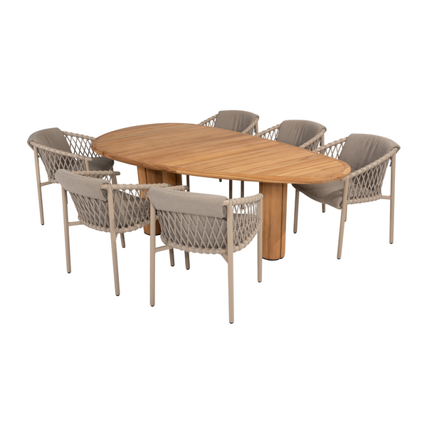 4 Seasons Outdoor 7-delige diningset Corsica 240 cm + Allora diningchair latte