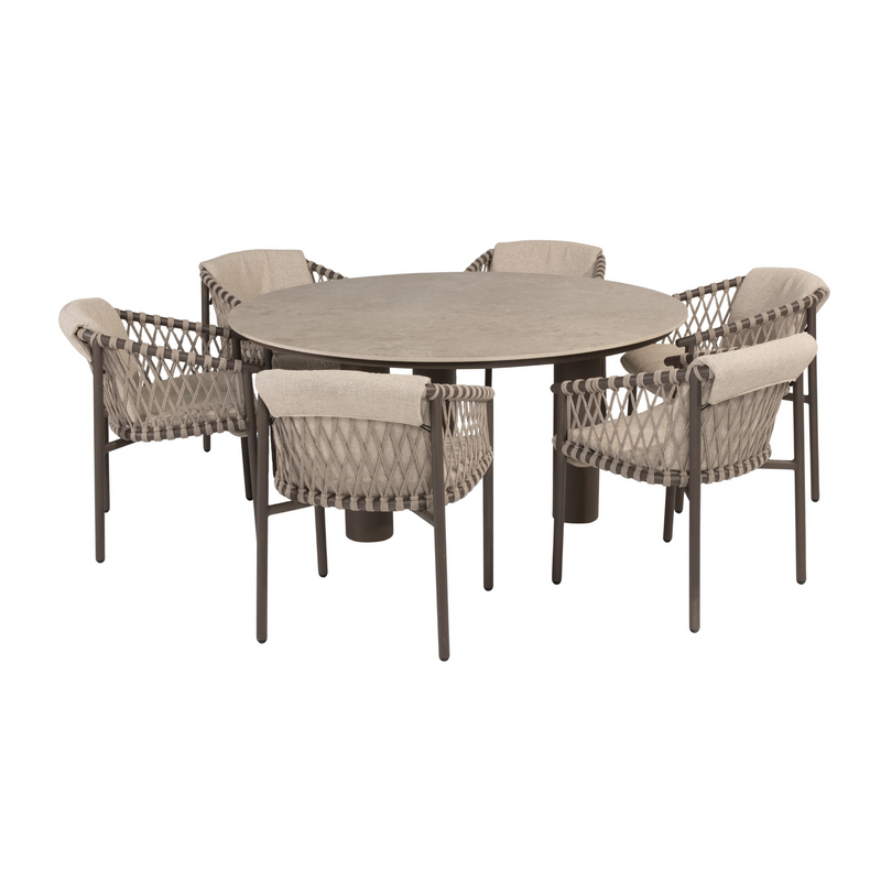 4 Seasons Outdoor 7-delige diningset Arizona table ⌀ + Allora dining terre