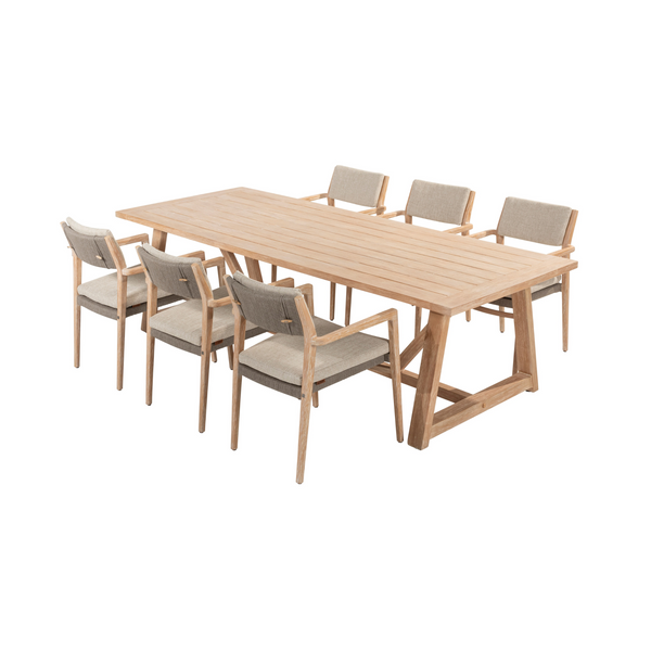 4 Seasons Outdoor 7-delige diningset Julia/Noah 260x100 cm brushed teak