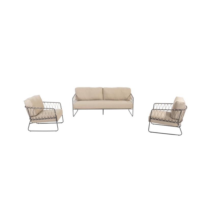 Taste by 4SO Prego 3-delige sofaset antraciet/taupe inclusief kussens