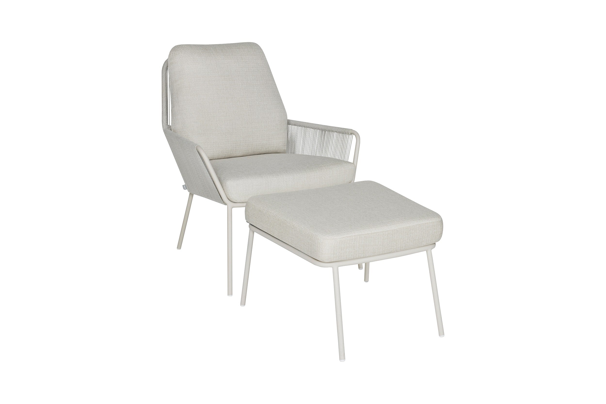 SUNS Punta loungechair + footstool frame camel sand rope camel sand ...