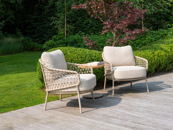 4SO 3-delige set Sardinia low diningchairs + Boaz bijzettafel 45 cm