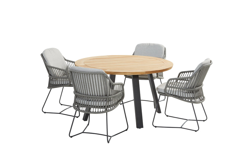 4SO 5-delige diningset Sempre antraciet Ambassador 130 cm Ø