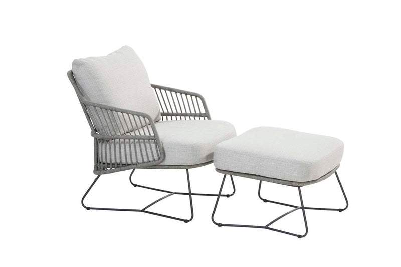 4SO Sempre livingchair + footstool antraciet silver grey