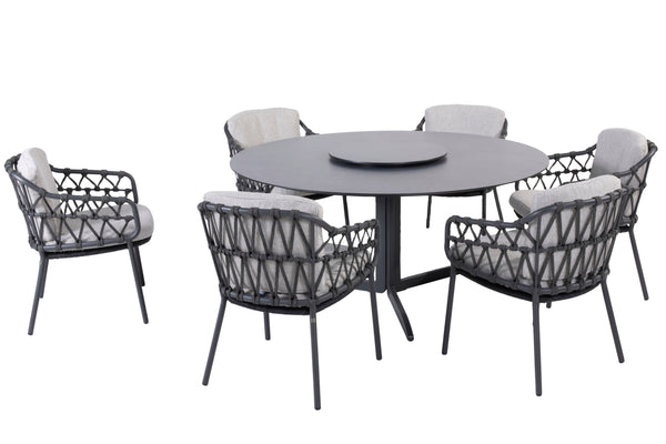 4 Seasons Outdoor 8-delige diningset Calpi Embrace HPL 160 cm ø incl draaiplateau