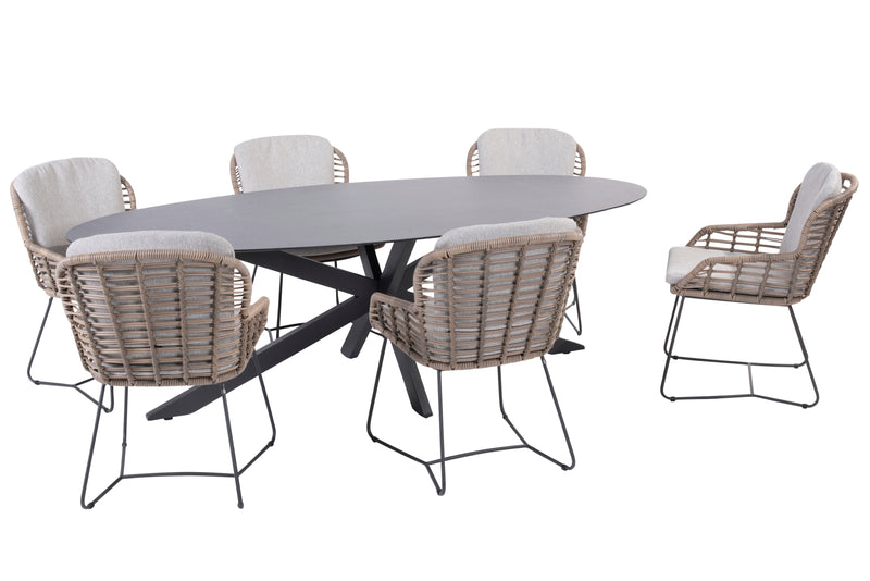 4 Seasons Outdoor 7-delige diningset Lugano Privada 240x107 cm