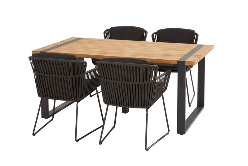 5-delige diningset Vitali antraciet Alto 180 cm