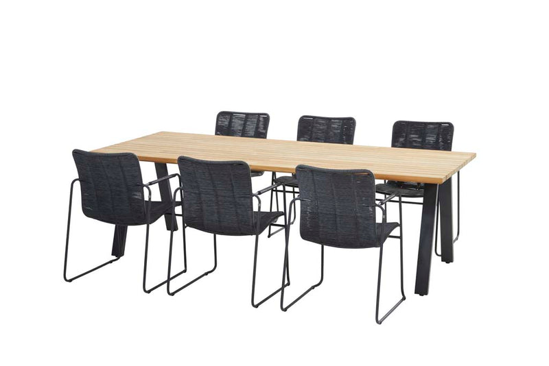 7-delige diningset Palma antraciet Ambassador 240x100 cm
