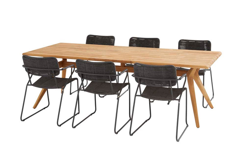 7-delige diningset Swing antraciet Bel air